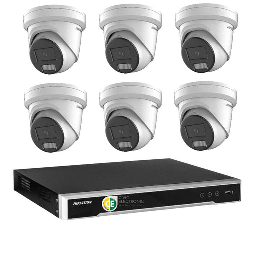 Hikvision 6MP AcuSense 8CH CCTV kit 6 Network Camera with Siren Strobe+8CH NVR - Civic Electronic