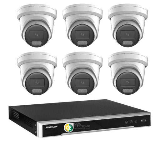 Hikvision 8MP 4K AcuSense 8CH CCTV kit 6 Network Camera with Siren Strobe+8CH NVR - Civic Electronic