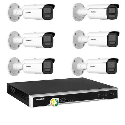 Hikvision 8MP 4K AcuSense 8CH CCTV kit 6 Network Bullet Camera+8CH NVR - Civic Electronic