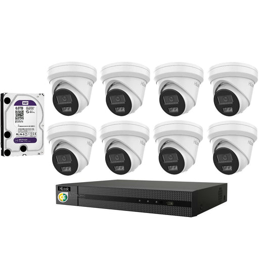 Hikvision HiLook 6MP IntelliSense 8CH CCTV Kit: 8 x IP Turret Cameras + 8CH NVR+6TB HDD - Civic Electronic