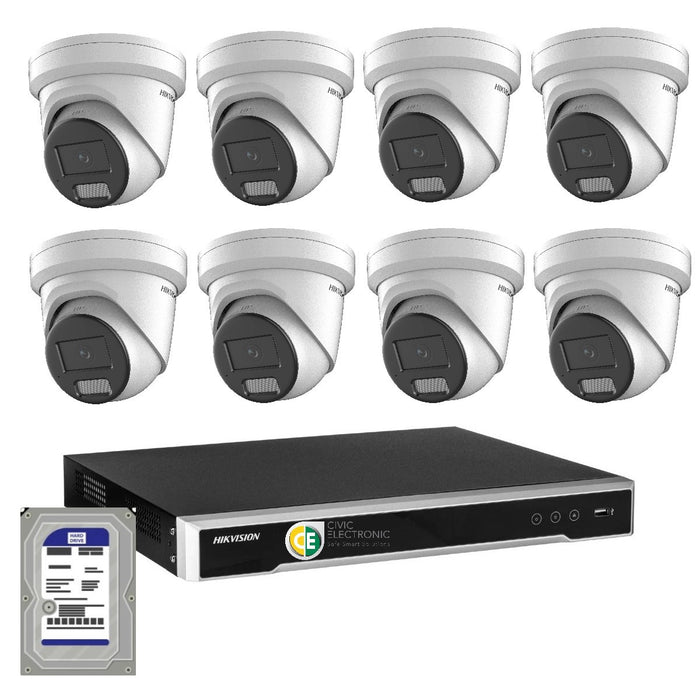 Hikvision 6MP AcuSense 16CH CCTV kit 8 Network Camera with Siren Strobe+16CH NVR - Civic Electronic
