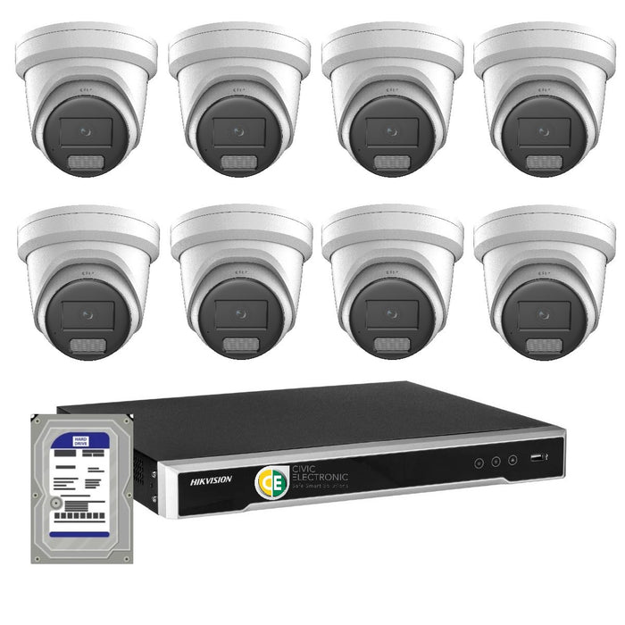 Hikvision 8MP 4K AcuSense 8CH CCTV kit 8 Network Turret Camera+16CH NVR
