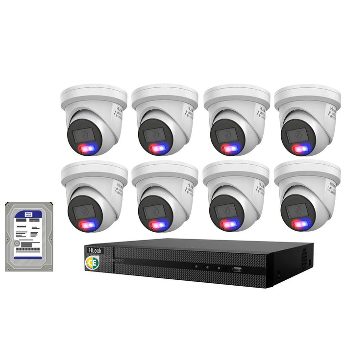 HiLook All-in-One Active Colour 8CH CCTV Kit: 8 x IP Camera+8CH NVR - Civic Electronic