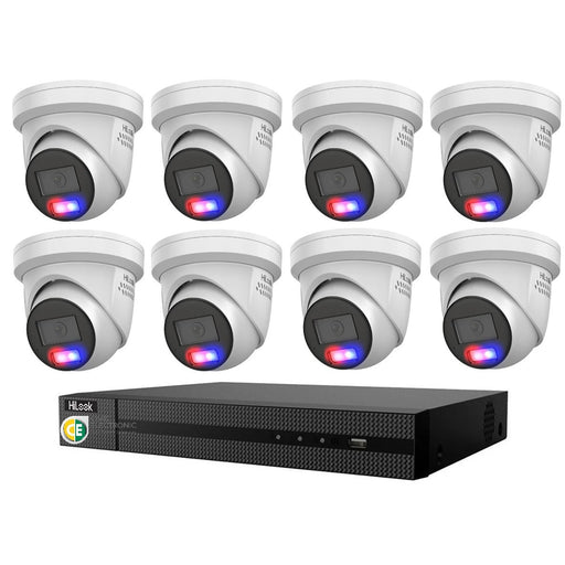 HiLook All-in-One Active Colour Deterrence 8CH CCTV Kit: 8 x IP Active Colour Camera+ 8CH NVR - Civic Electronic
