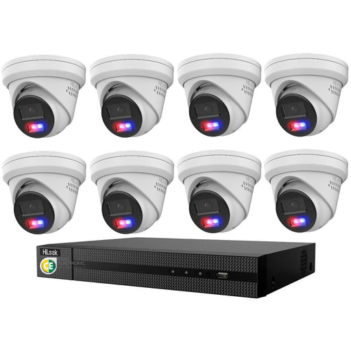 HiLook 4K 8MP All-in-One Active Colour Deterrence 16CH CCTV Kit: 8 x IP Active Colour Camera+ 16CH NVR - Civic Electronic