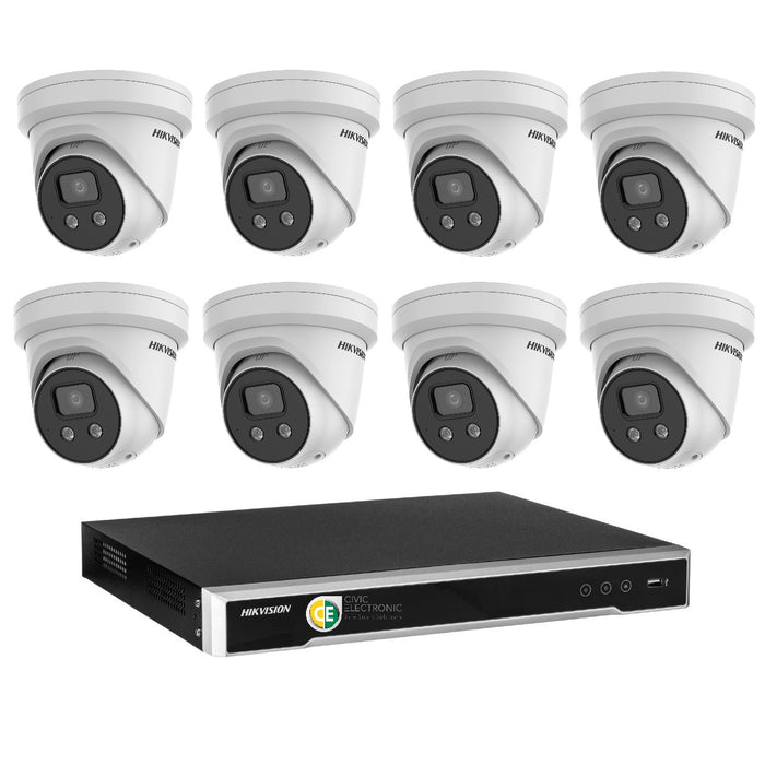 Hikvision 6MP AcuSense 8CH CCTV kit 8 X Network Camera with Siren Strobe +8CH NVR - Civic Electronic
