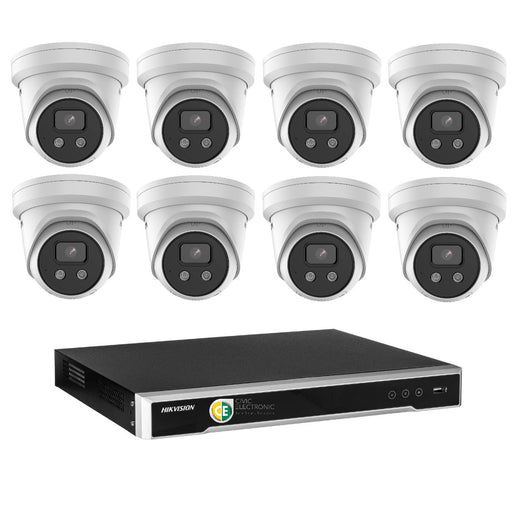 Hikvision 8MP 4K AcuSense 8CH CCTV kit 8 X Network Camera with Siren Strobe +8CH NVR - Civic Electronic