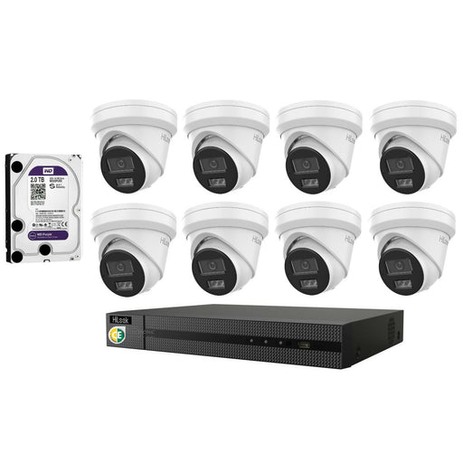 Hikvision HiLook 6MP IntelliSense 8CH CCTV Kit: 8 x IP Turret Cameras + 8CH NVR+2TB HDD - Civic Electronic