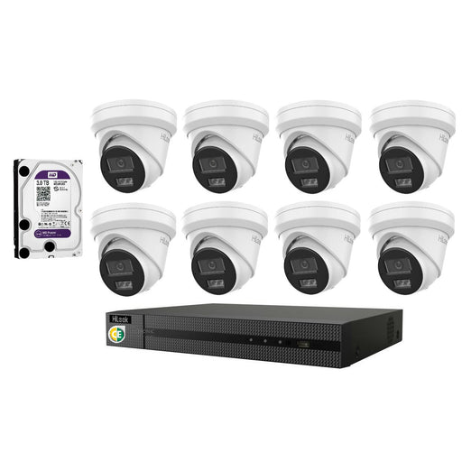 Hikvision HiLook 6MP IntelliSense 8CH CCTV Kit: 8 x IP Turret Cameras + 8CH NVR+3TB HDD - Civic Electronic