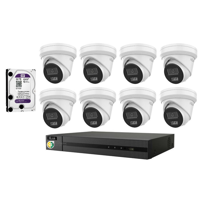 Hikvision HiLook 6MP IntelliSense 8CH CCTV Kit: 8 x IP Turret Cameras + 8CH NVR+3TB HDD - Civic Electronic