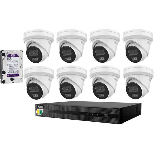 Hikvision HiLook 6MP IntelliSense 8CH CCTV Kit: 8 x IP Turret Cameras + 8CH NVR+4TB HDD - Civic Electronic