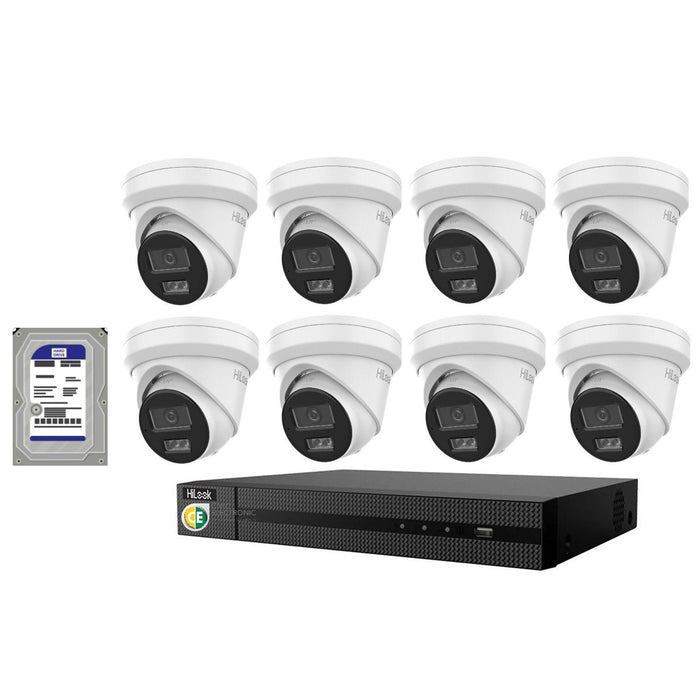 Hikvision HiLook 6MP IntelliSense 8CH CCTV Kit: 8 x IP Turret Cameras + 8CH NVR+3TB HDD - Civic Electronic