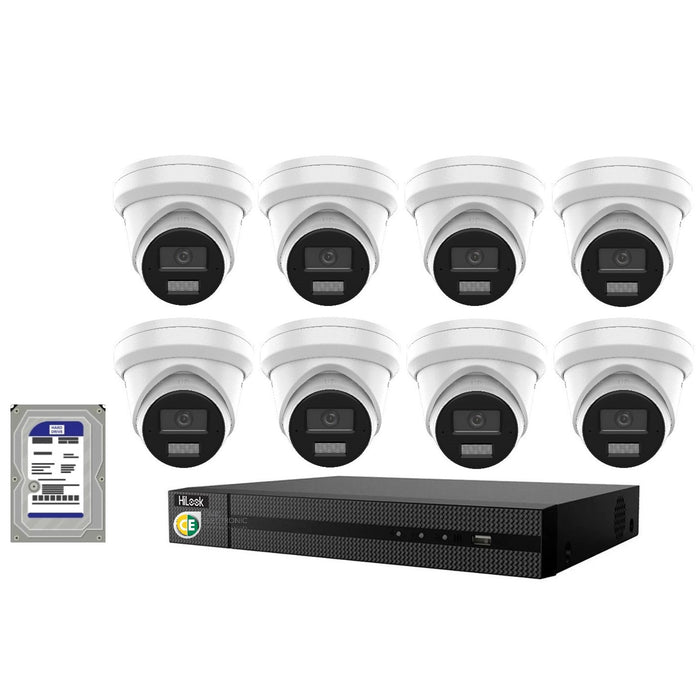 Hikvision HiLook 8MP 4K IntelliSense 8CH CCTV Kit: 8 x IP Turret Cameras + 8CH NVR - Civic Electronic
