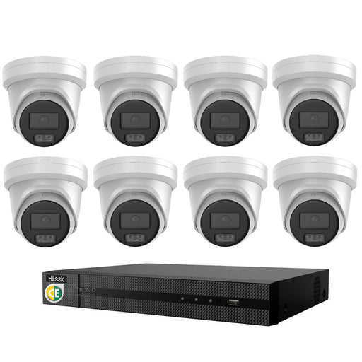 HiLook Hi Color Pro 8MP 4K 8CH CCTV Kit: 8 x IP Hi Color Camera+ 8CH NVR - Civic Electronic