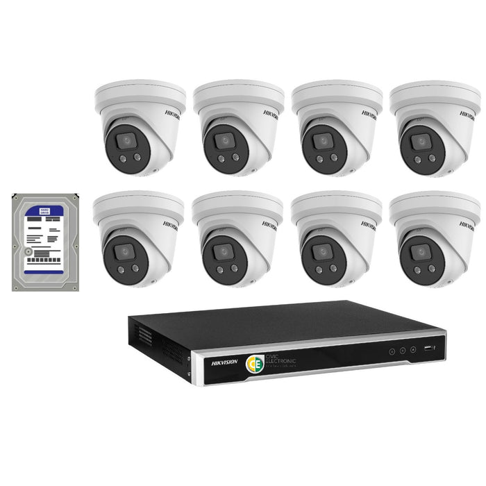 Hikvision 6MP AcuSense 16CH CCTV kit 8 X Network Camera with Siren Strobe + 16CH NVR - Civic Electronic