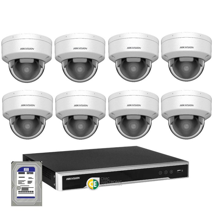 Hikvision 6MP AcuSense 8CH CCTV kit 8 Network Dome Camera+8CH NVR - Civic Electronic
