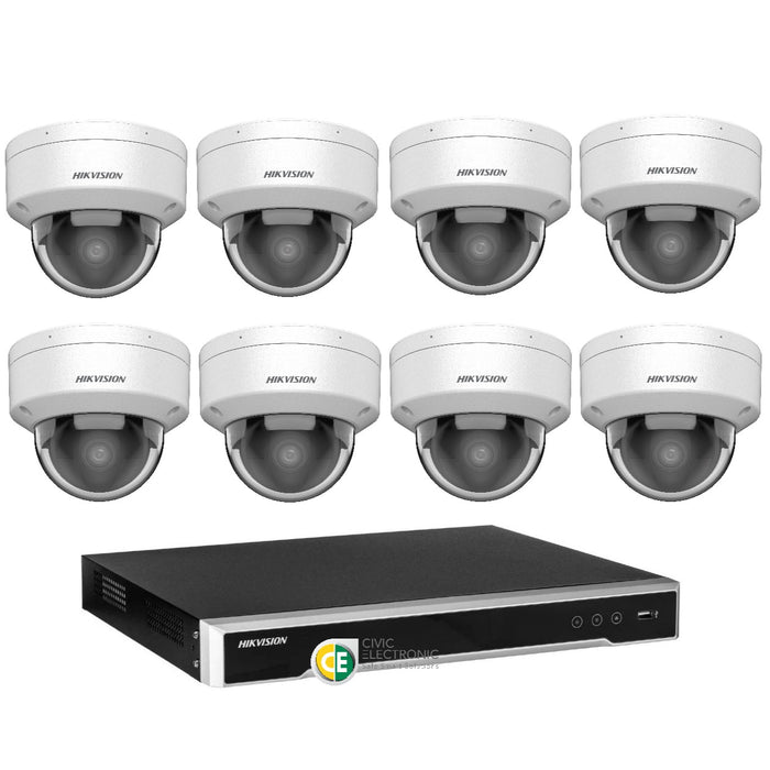 Hikvision 6MP AcuSense 8CH CCTV kit 8 Network Dome Camera+8CH NVR - Civic Electronic