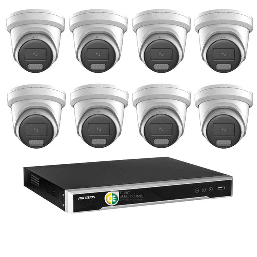 Hikvision 8MP 4K AcuSense 8CH CCTV kit 8 Network Camera with Siren Strobe+8CH NVR - Civic Electronic