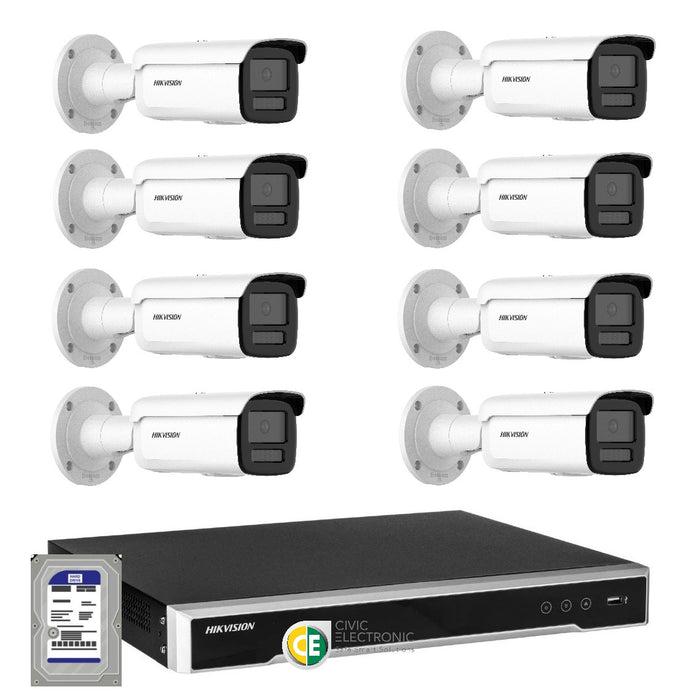 Hikvision 6MP AcuSense 16CH CCTV kit 8 Network Bullet Camera+16CH NVR - Civic Electronic