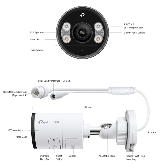 TP-Link VIGI InSight S385 8MP Outdoor Full-Color Bullet Network Camera - Civic Electronic