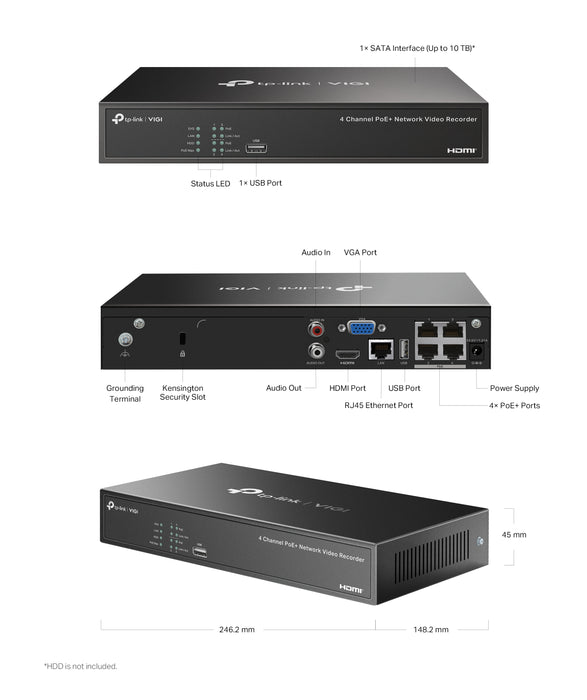 TP-Link 8MP 4CH CCTV Kit: 2 x IP Turret Cameras (Full-Colour Speaker, Mic, Light) + 4CH NVR - Civic Electronic