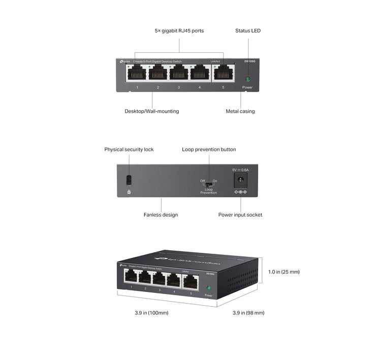 TP-Link Omada DS105G 5-Port Gigabit Desktop Switch - Civic Electronic
