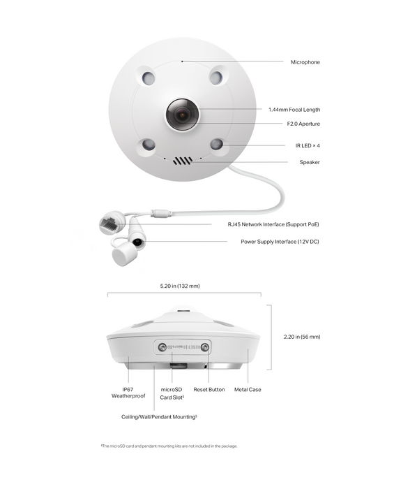 TP-Link VIGI InSight S655I 5MP IR Fisheye Network Camera - Civic Electronic
