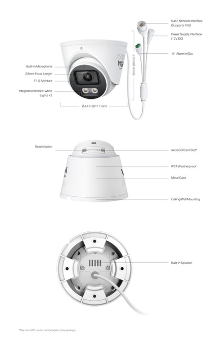 TP-Link VIGI InSight S445S 4MP ColourPro 2.0 Turret Network Camera - Civic Electronic