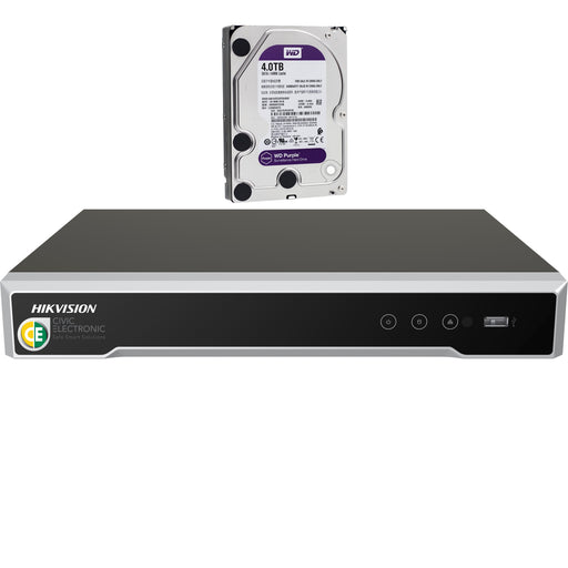 Hikvision DS-7604NI-M1/4P 4-Channel 1U 4K NVR+4TB HDD - Civic Electronic