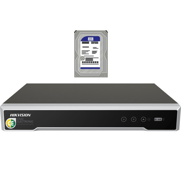Hikvision DS-7604NI-M1/4P 4-Channel 1U 4K NVR+4TB HDD - Civic Electronic