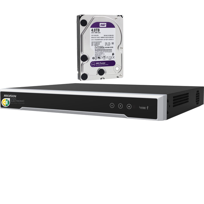 Hikvision DS-7608NI-M2/8P 8-ch 1U 8 PoE 8K NVR+4TB HDD - Civic Electronic