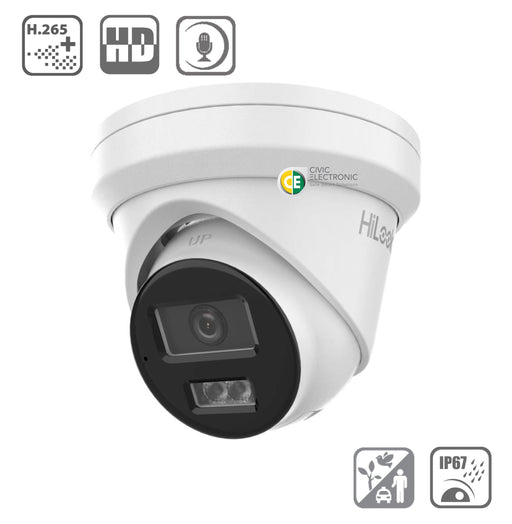 Hikvision HiLook 6MP IPC-T361H-MU#AUS  IntelliSense Turret IP Camera with Built in Mic white - Civic Electronic