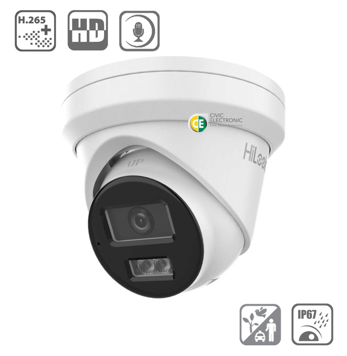 Hikvision HiLook 6MP IPC-T361H-MU#AUS  IntelliSense Turret IP Camera with Built in Mic white - Civic Electronic