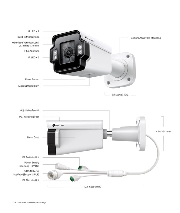 TP-Link VIGI InSight S345ZI 4MP Outdoor IR Motorised Varifocal Bullet Network Camera - Civic Electronic