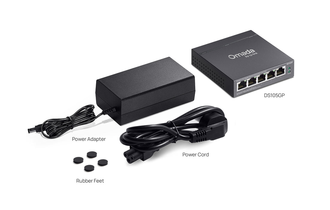 TP-Link Omada DS105GP 5-Port Gigabit Unmanaged Desktop Switch with 4-Port PoE - Civic Electronic