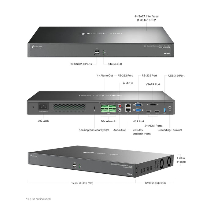 TP-Link VIGI NVR4064H 64 Channel Network Video Recorder - Civic Electronic