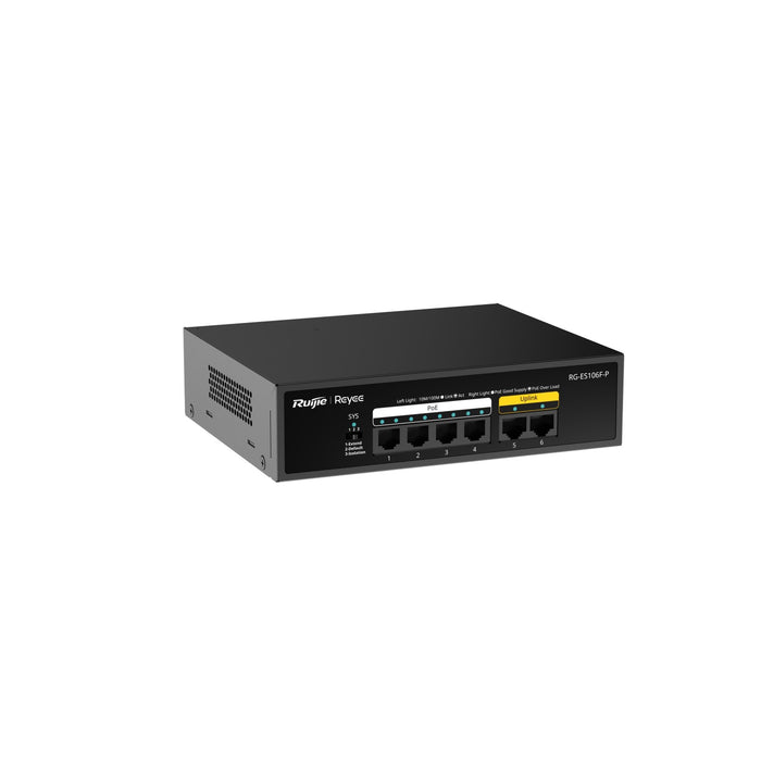 Ruijie Reyee RG-ES106F-P, 6-Port 10/100 Mbps Unmanaged PoE Switch - Civic Electronic