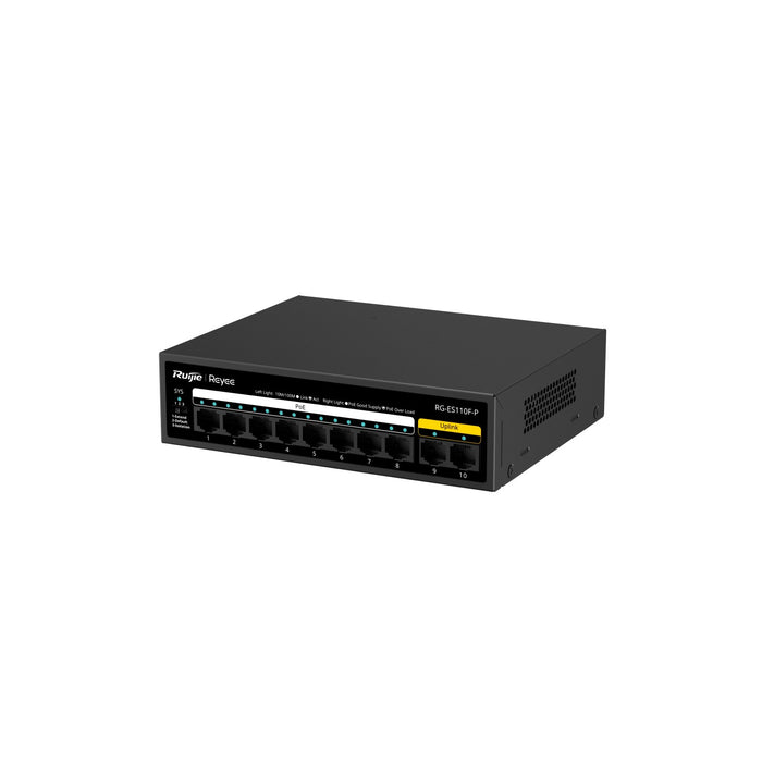 Ruijie Reyee RG-ES110F-P, 10-Port 10/100 Mbps Unmanaged PoE Switch - Civic Electronic