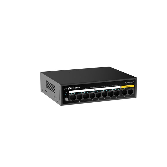 Ruijie Reyee RG-ES110F-P, 10-Port 10/100 Mbps Unmanaged PoE Switch - Civic Electronic