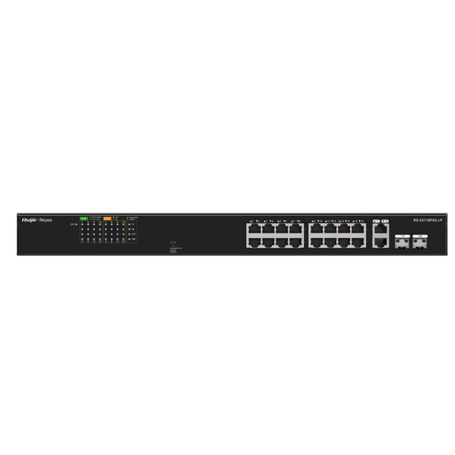 Ruijie Reyee RG-ES118FGS-LP, 16-Port 10/100 Mbps with 2-Port Gigabit Unmanaged PoE Switch - Civic Electronic