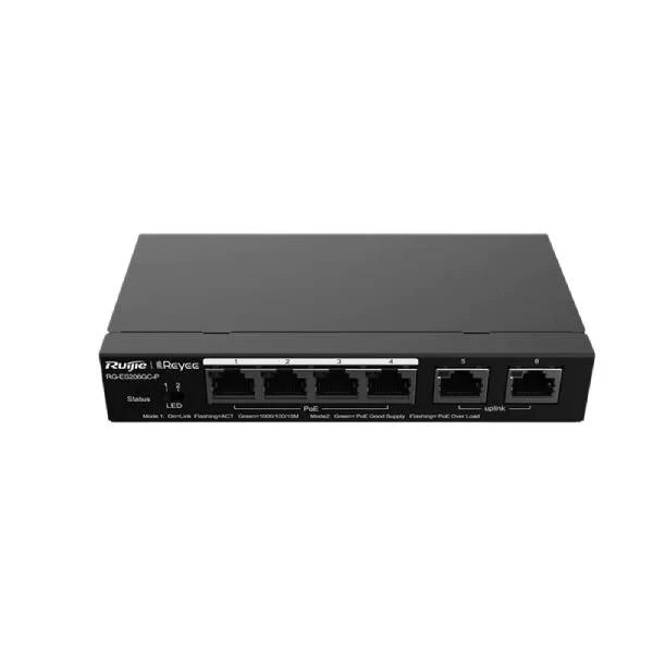 Ruijie Reyee 6 Port Switch 4 x PoE+2, RG-ES206GC-P - Civic Electronic