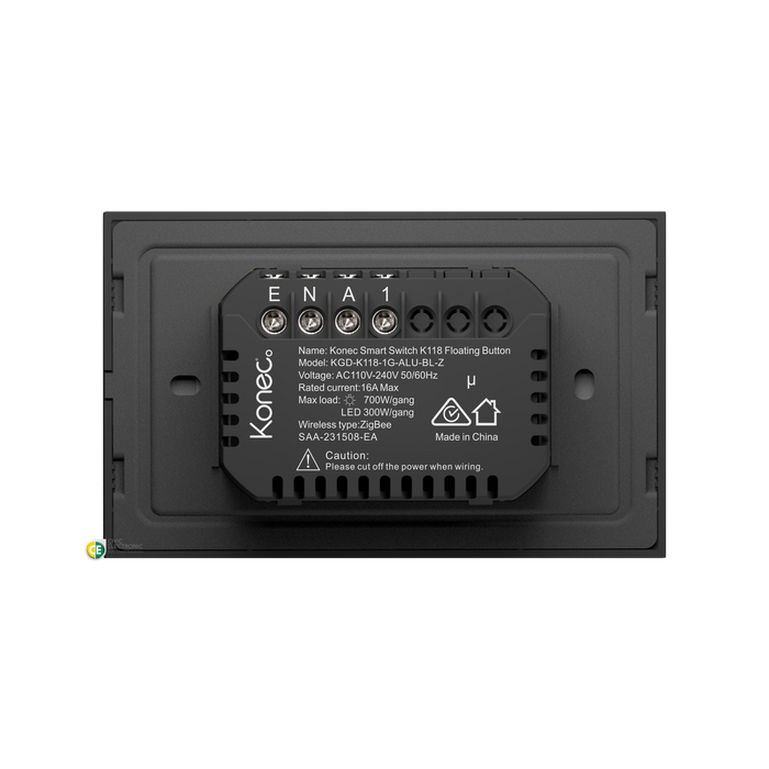 Konec Smart Switch Floating Button 1G Brushed Metal Black