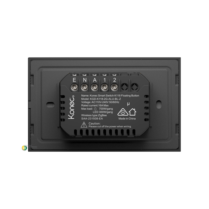 Konec Smart Switch Floating Button 2G Brushed Metal Black