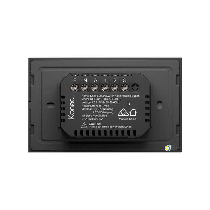 Konec Smart Switch Floating Button 3G Brushed Metal Black