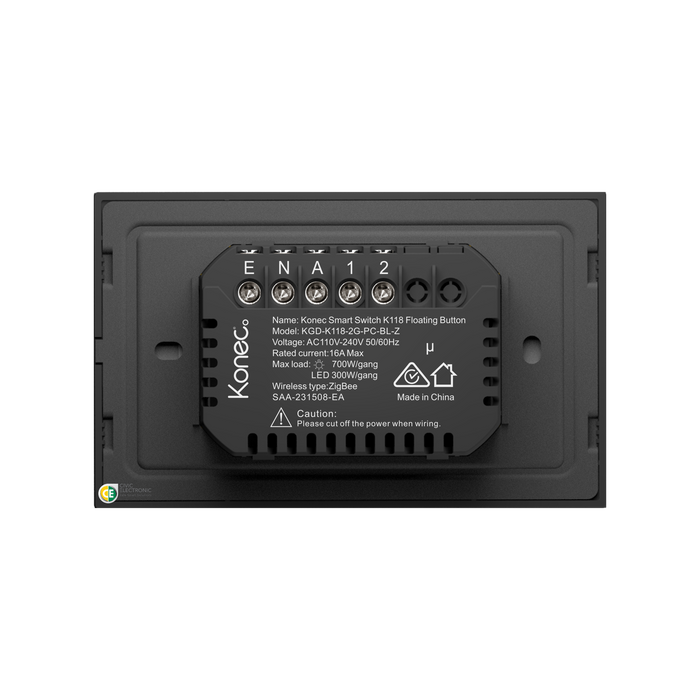 Konec Smart Switch K118 Floating Button 2G Plastic Black