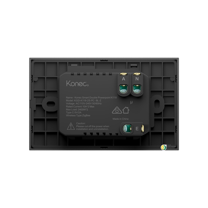 Konec Smart Double Power point K118 Plastic Black
