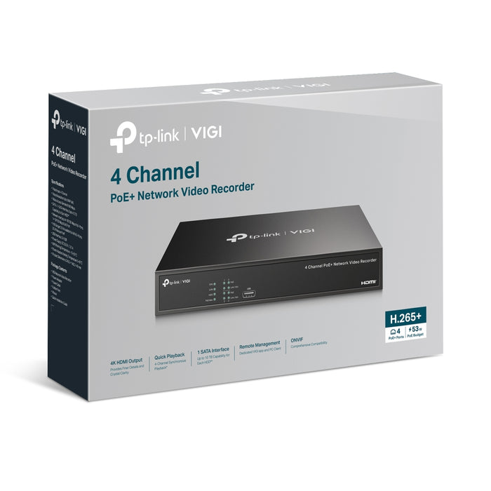 Tp-Link VIGI NVR1004H-4P 4 Channel PoE Network Video Recorder - Civic Electronic