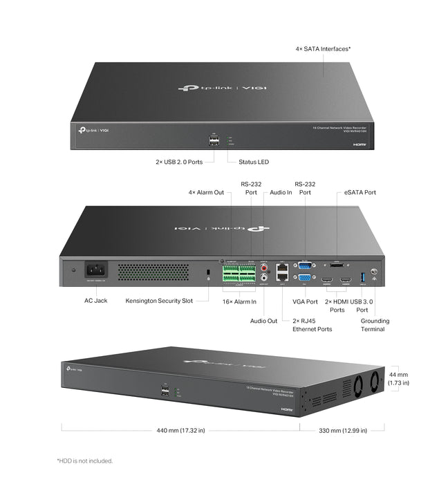 TP-Link VIGI NVR4016H 16 Channel Network Video Recorder - Civic Electronic