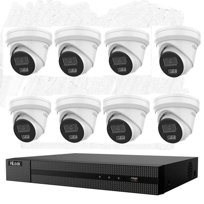 Hikvision HiLook 6MP IntelliSense 8CH CCTV Kit: 8 x IP Turret Cameras + 8CH NVR+4TB HDD - Civic Electronic