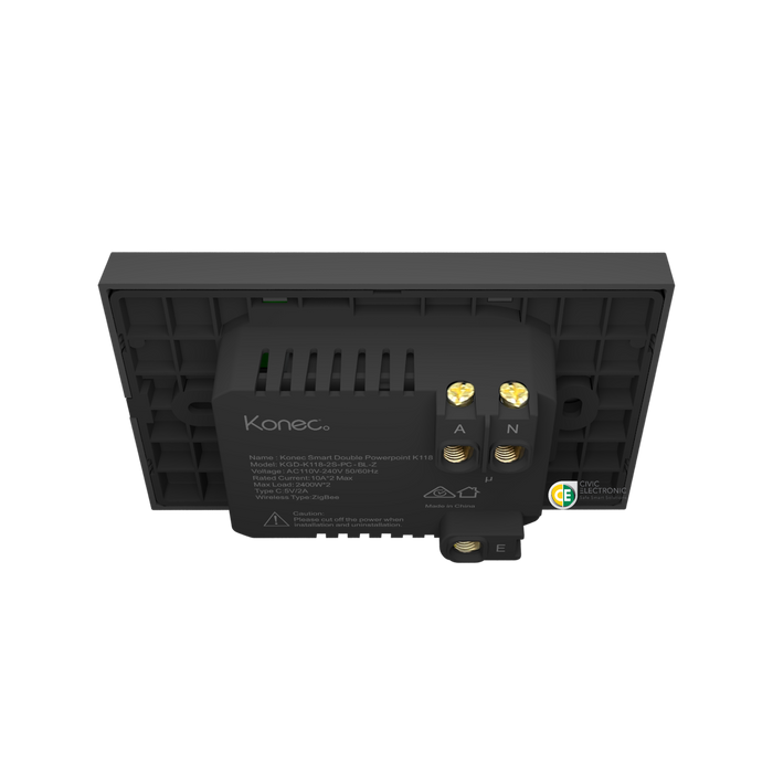 Konec Smart Double Power point K118 Plastic Black